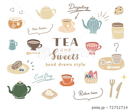 Set Of Hand Drawn Illustrations Of Tea Time Stock Illustration