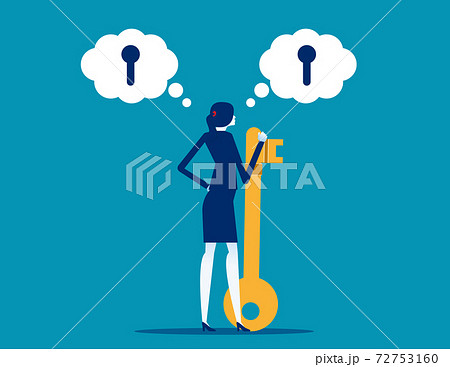 Businesswoman holding key for unlock the idea 72753160
