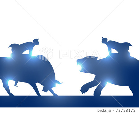 Silhouette People with bull andbear market. Stock market and exchange Silhouette People with bull andbear market. Stock market and exchange 72753175