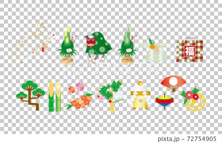 正月のイメージイラスト　年賀状素材 72754905