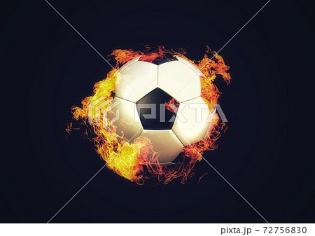 燃える炎のサッカーボールのイラスト素材
