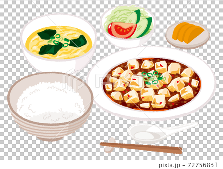 麻婆豆腐定食のイラストのイラスト素材