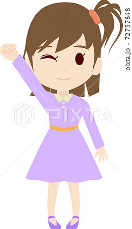 元気な可愛い女の子供のイラストのイラスト素材