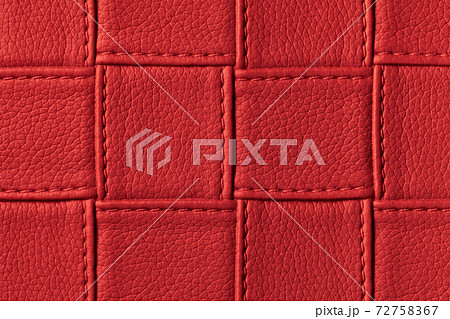 Texture of dark red leather background with square pattern and stitch, macro. Texture of dark red leather background with square pattern and stitch, macro. 72758367