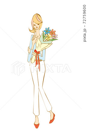 花束を持つ女性 花束 女性 プレゼント ギフト 花束を持つ女性 花束 女性 プレゼント ギフト 72759600