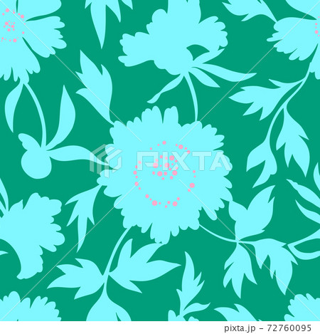 Silhouettes of large garden flowers. Lush petals and buds. Vintage style. Summer floral seamless pattern made of  abstract meadow flowers. Florals shadows ornament. Textile and fabric design. 72760095