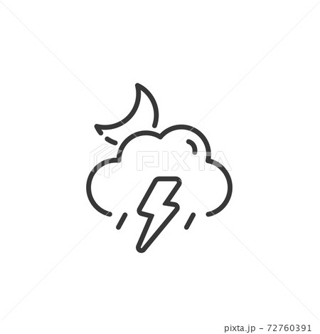Storm, cloud and moon thin line icon. Isolated weather vector illustration 72760391