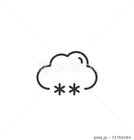Snow and cloud thin line icon. Isolated weather vector illustration 72760394