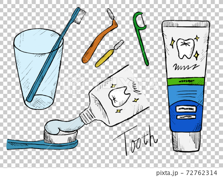歯磨きや歯の手書きイラストイメージのイラスト素材