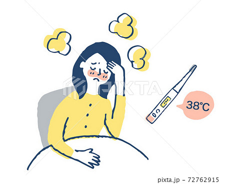 熱がある女性 72762915