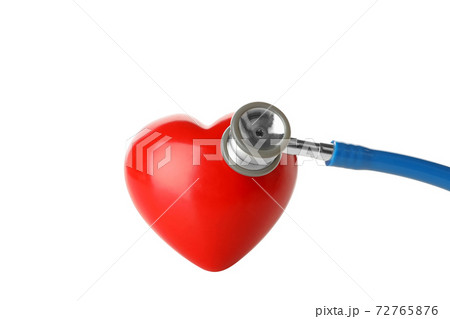 Blue stethoscope and heart isolated on white background 72765876