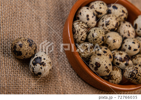 Fresh Quail eggs on background, Food and health concept 72766035