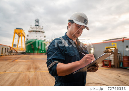 Marine Deck Officer or Chief mate on deck of offshore vessel or ship Marine Deck Officer or Chief mate on deck of offshore vessel or ship 72766358