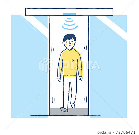 自動ドアを通る男性のイラスト素材