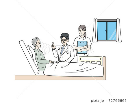 入院　年配の男性　患者　説明する医師 72766665