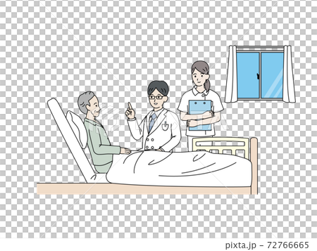 入院　年配の男性　患者　説明する医師 72766665