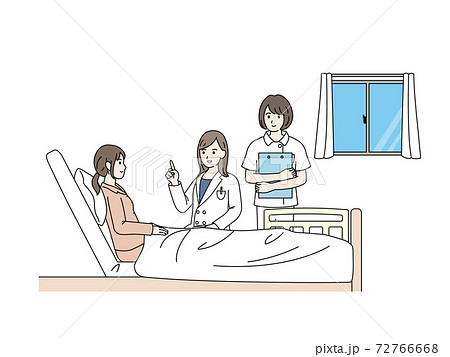 入院　女性　患者　説明する医師 72766668