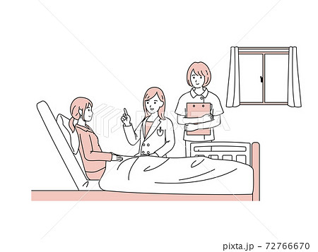 入院　女性　患者　説明する医師 72766670