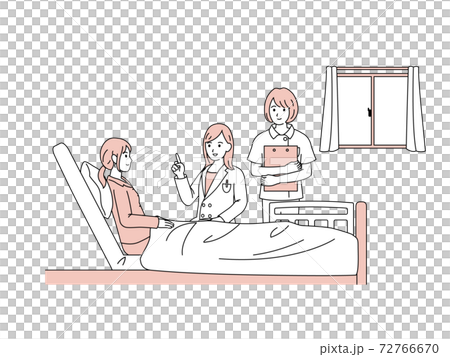 入院　女性　患者　説明する医師 72766670