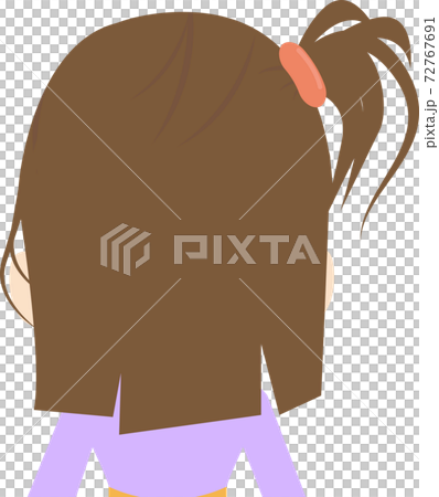 後ろ姿の可愛い女の子供の上半身イラストのイラスト素材