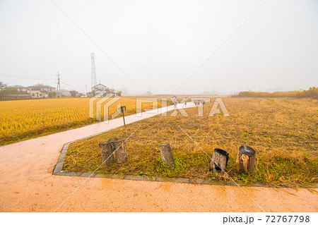 埼玉県と群馬県と栃木県の田園地帯の県境にある三県境の冬景色 72767798
