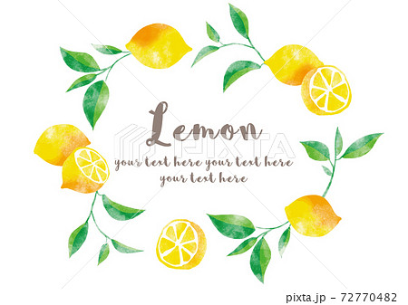レモン フレーム 水彩02のイラスト素材