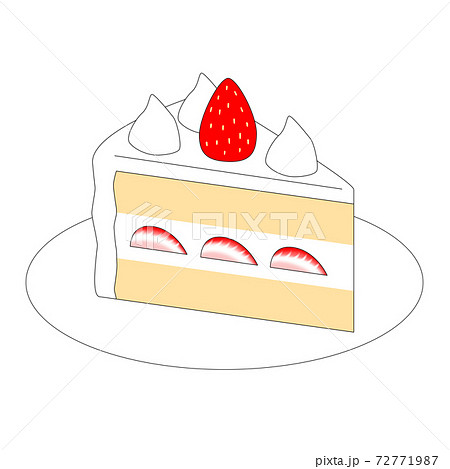 カットされたイチゴのショートケーキのイラスト素材