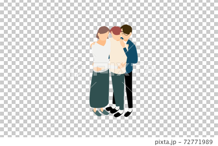 Isometric, family ties, father, mother and child hugging Isometric, family ties, father, mother and child hugging 72771989