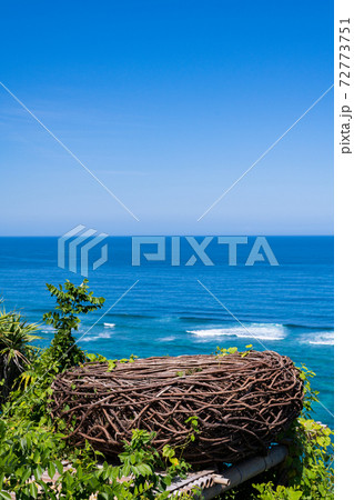 バリ島の写真スポット 青い海と鳥の巣の写真素材