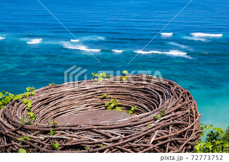 バリ島の写真スポット 青い海と鳥の巣の写真素材