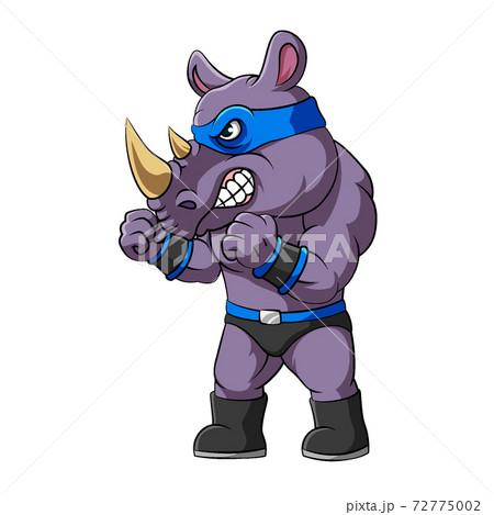 The super rhino with boxing pose and wearing blue mask 72775002