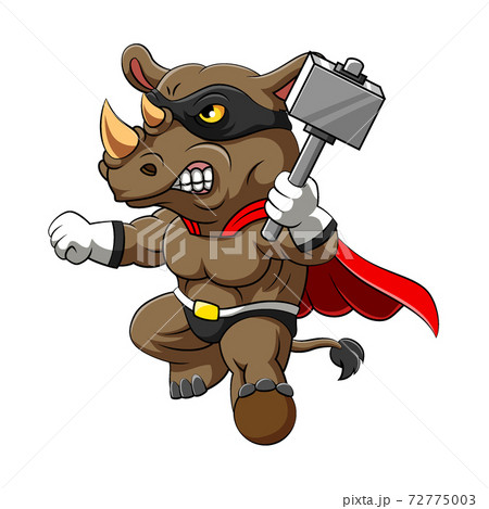 The super rhino using the red super costume and holding the big axe 72775003
