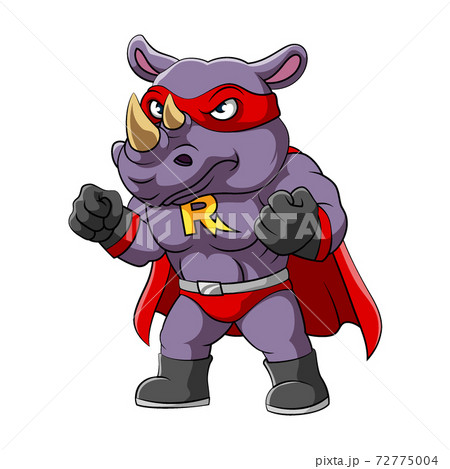 The rhino with the serious face wearing superheroes costume 72775004