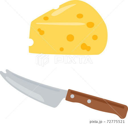 穴あきチーズとチーズナイフのイラスト素材 穴あきチーズとチーズナイフのイラスト素材