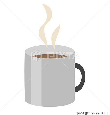 コーヒーカップに入った湯気が出てるコーヒーのイラスト のイラスト素材