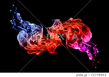 Movement of colorful smoke on black background. 72776943