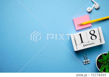 eighteenth day of winter month calendar january with copy space 72778305