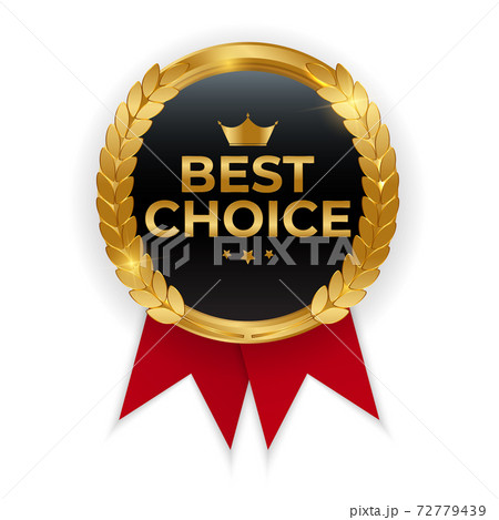 Premium Quality Gold Medal Badge. Label Best Choice Isolated on White Background. Vector Illustration EPS10 Premium Quality Gold Medal Badge. Label Best Choice Isolated on White Background. Vector Illustration EPS10 72779439