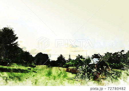 Abstract mountain landscape on watercolor background, digital watercolor illustration painting background. 72780482