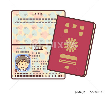 パスポートのイラストのセット 表紙 中面 男性 のイラスト素材