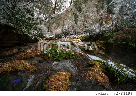 冬の菊池渓谷の雪と氷の風景 冬の菊池渓谷の雪と氷の風景 72781193