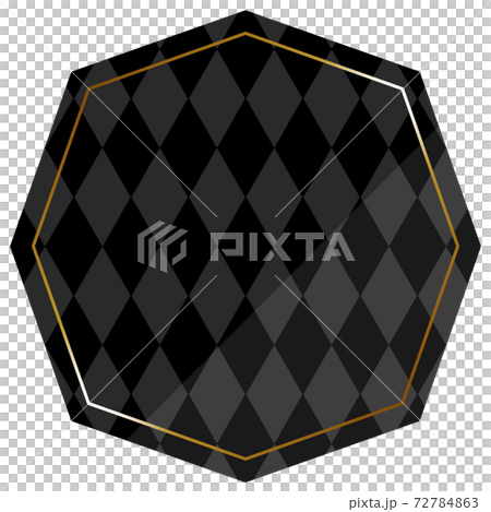 八角形邊框 黑色和金色菱形圖案 整個表面 插圖素材 圖庫