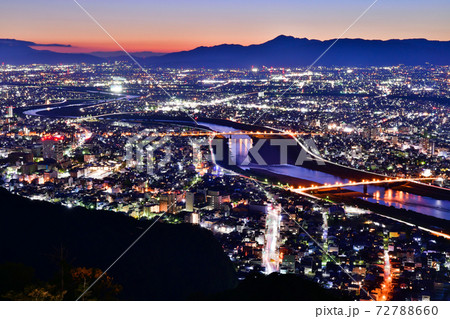 岐阜 金華山からの夜景の写真素材