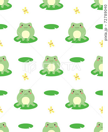 Seamless Pattern With Cute Frog Vector のイラスト素材
