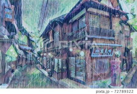 有馬温泉近くの路地裏に雨 72789322