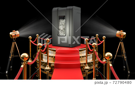 Podium with paper shredder, 3D rendering Podium with paper shredder, 3D rendering 72790480