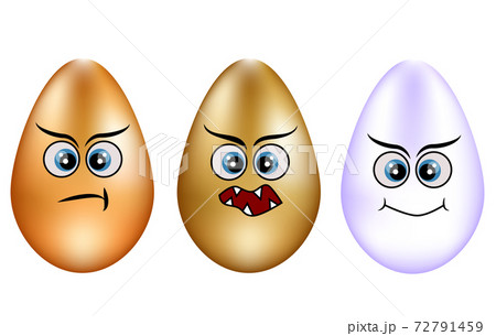 Set of cute Easter eggs. Set of Emoji egg. Smile eggs. Isolated flat Set of cute Easter eggs. Set of Emoji egg. Smile eggs. Isolated flat 72791459