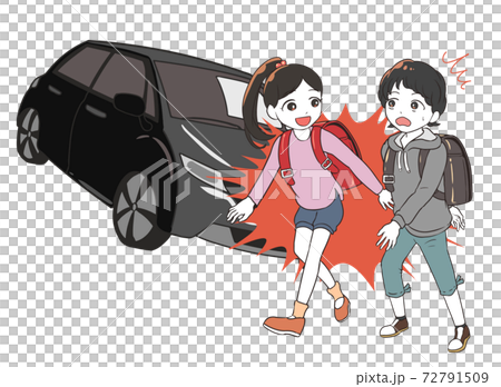 Collision with an elementary school student crossing a surprise ordinary car Collision with an elementary school student crossing a surprise ordinary car 72791509