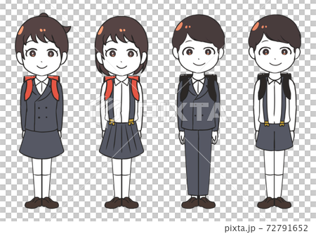 小学生 制服 ランドセルのイラスト素材