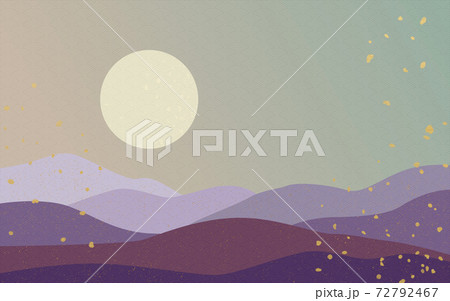 イラスト素材 和風 和柄 文様 山 青海波文様 風景 太陽 月 日の出 山のイラスト素材